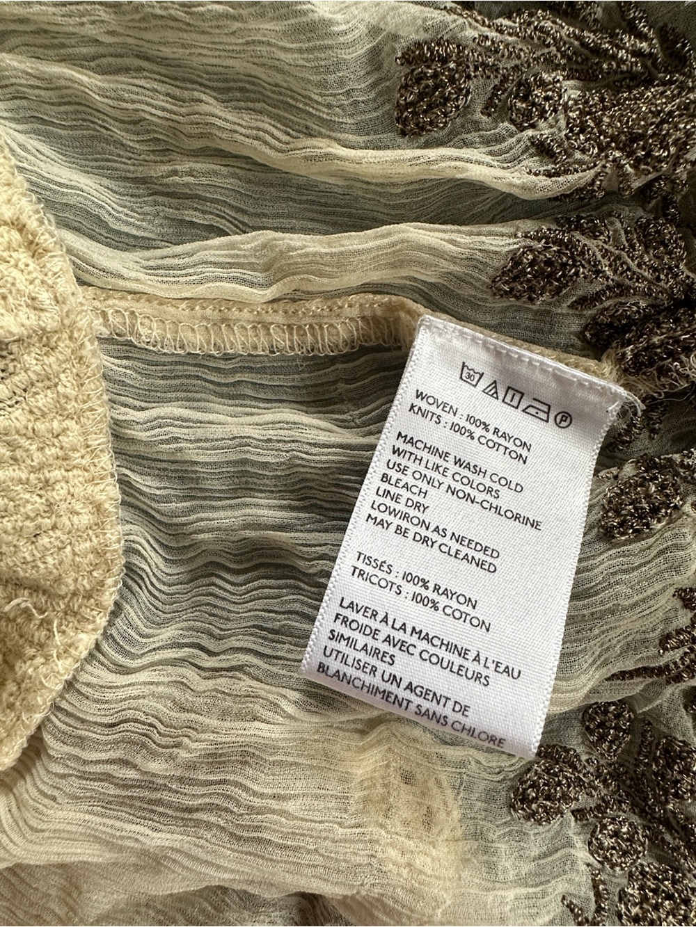 Urban Outfitters Ecote Cream Gauze Metallic Embroidery Crochet Tank Top Lace M - Picture 9 of 10